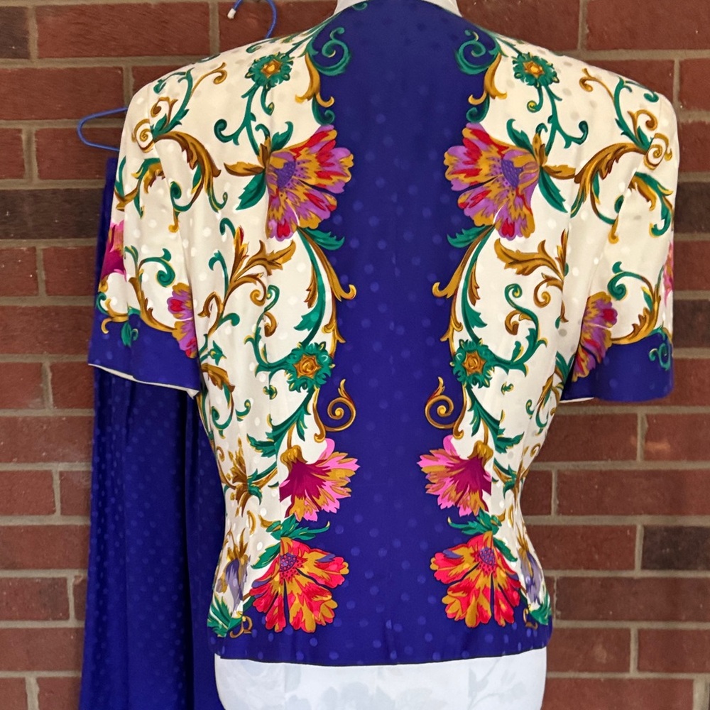 Maggy London Vintage Floral Print Jacket/Top 100% Silk - Picture 4 of 9